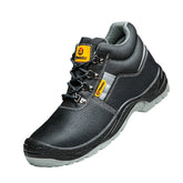 SteelToe Schwarze Wasserdichte Leder-Sicherheitsschuhe - EN ISO 20345 Zertifiziert, Rutschfest, Langlebig