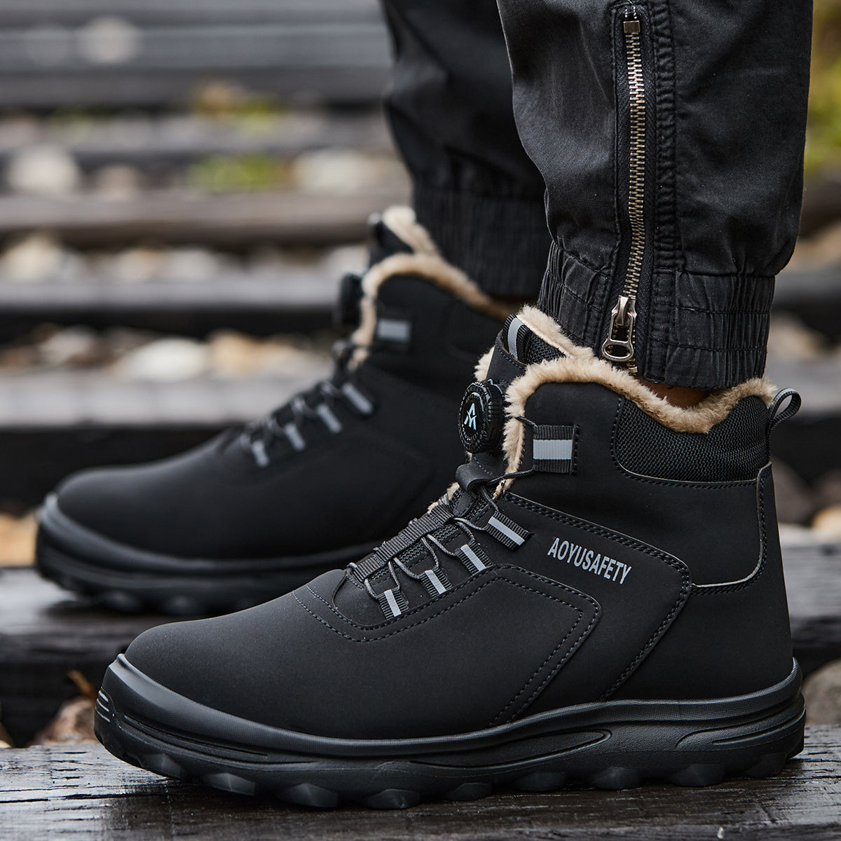 SteelToe Sicherheitsstiefel mit Stahlkappe | Vierjahreszeiten & Warmfutter | Rutschfest & Robust für Arbeit & Outdoor